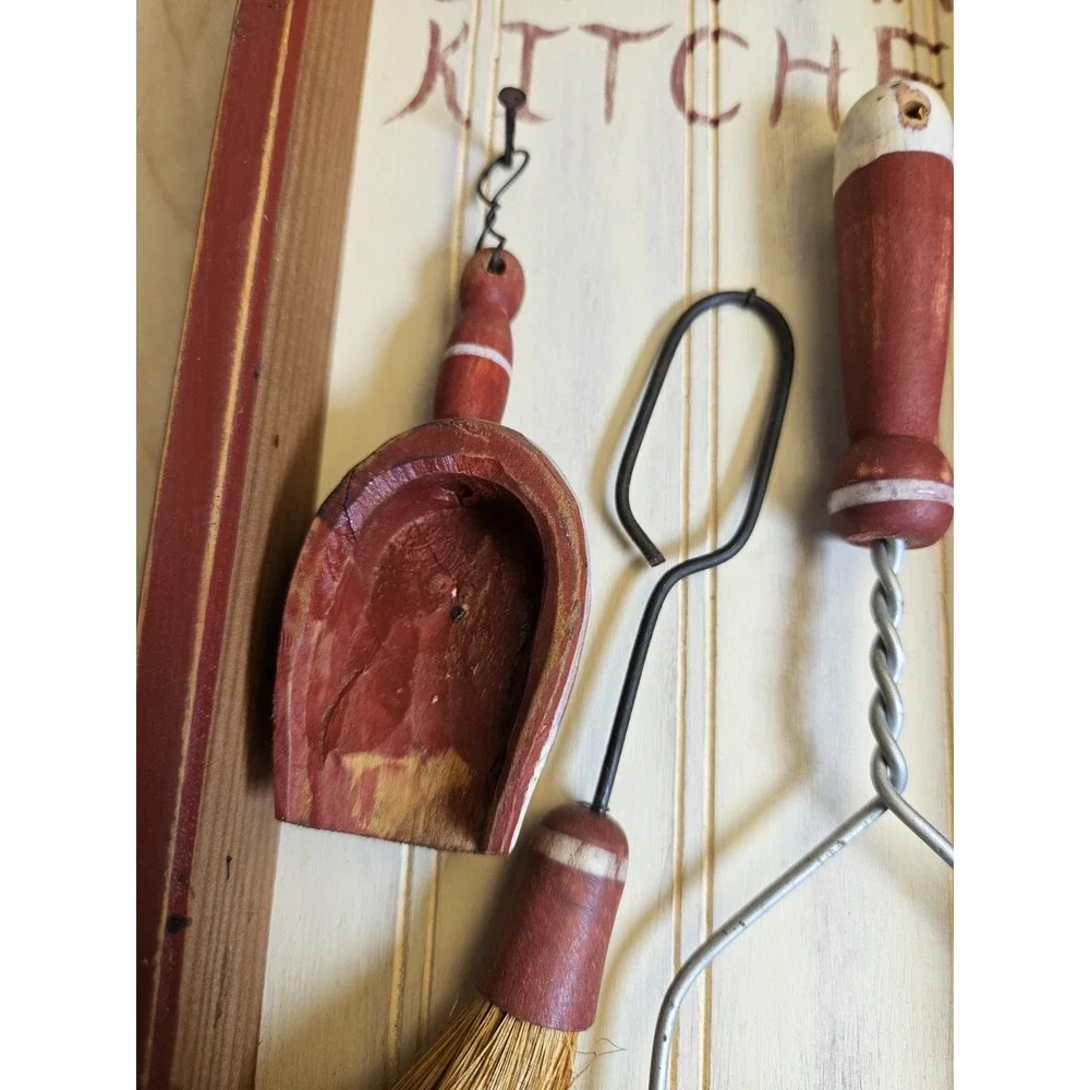 Grandma's Kitchen Rustic Folk Art Wood Wall Decor Utensils Farmhouse Primitive